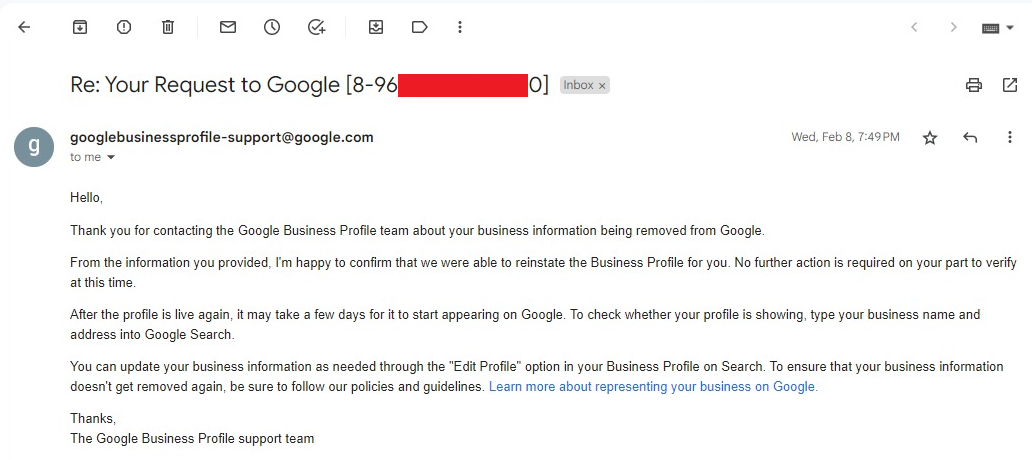 Google My Business suspended 4
