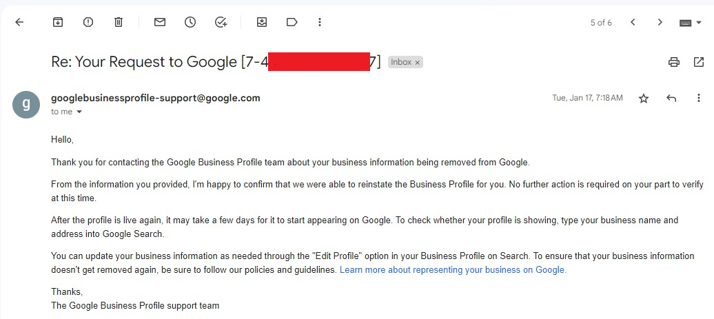Google My Business suspended 3