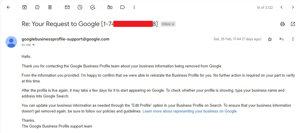 Google My Business suspended 2